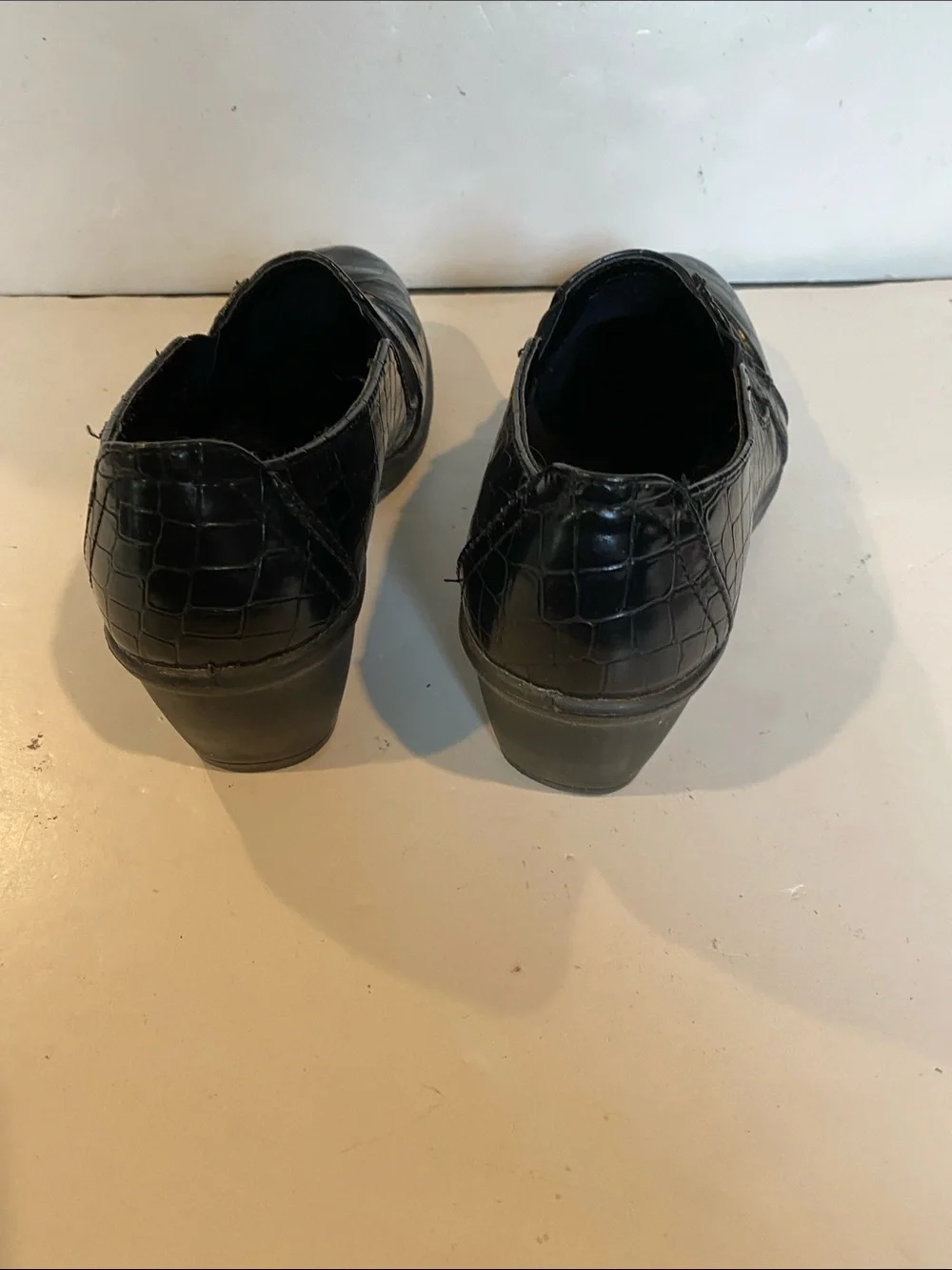 Clarks May Marigolds Black Croc Pattern Wedges